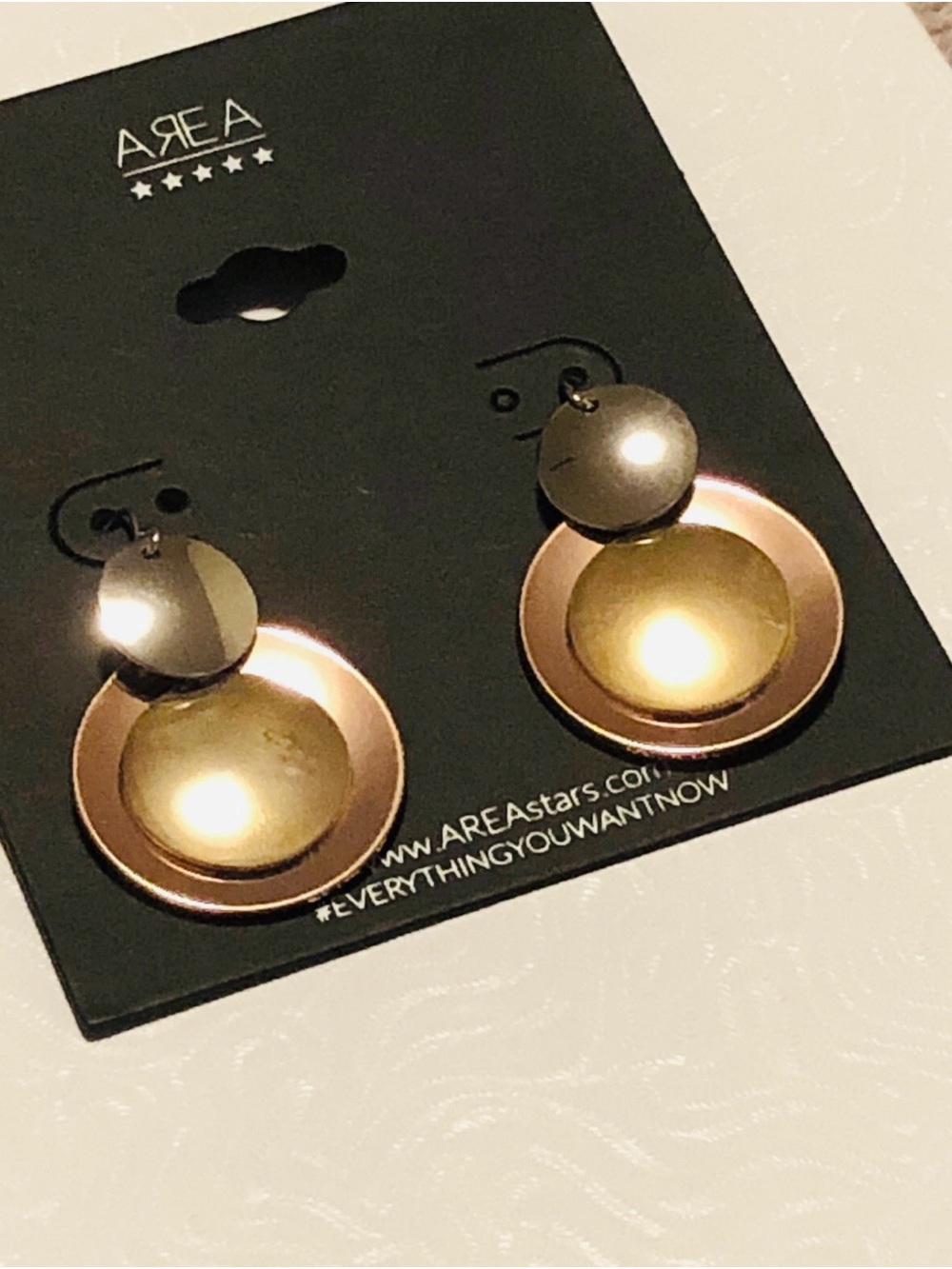 AREA Mixed Metallic Gold and Rose Gold Layered Disc Earrings